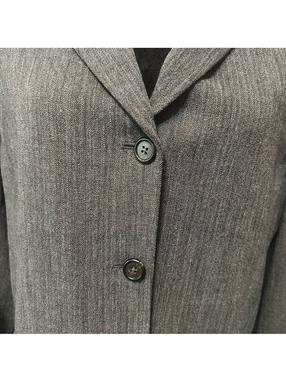 Lauren Ralph Lauren Women Wool Blazer 12 Gray Office Boxy 3 Button Work Career - Picture 2 of 8